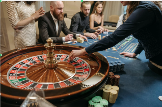 A roulette table game.